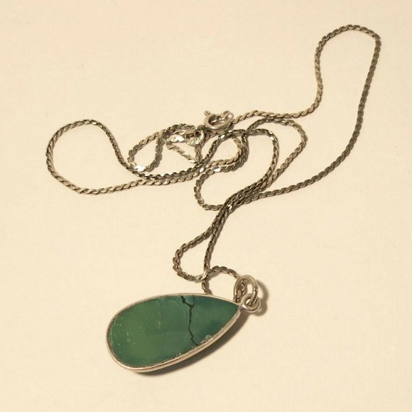 925 Silver Necklace & Pendant with a Green stone - MEX - Picture 5 of 7